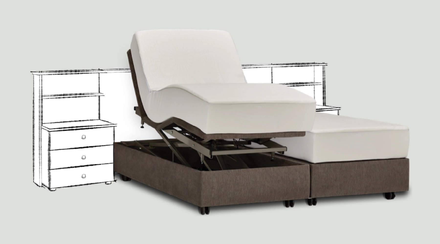 Elektrische boxspring gecombineerd met bestaand bed