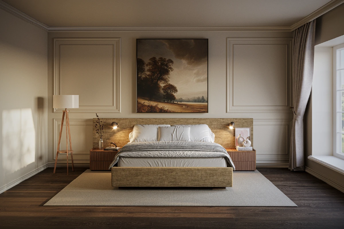 Design bed Ferrara met bedset N°5