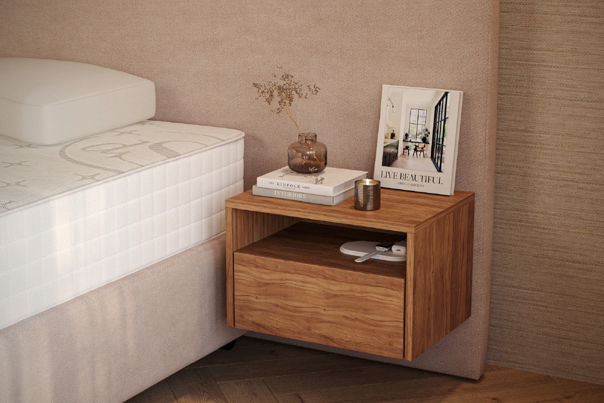 Twijfelaar bed Unomezzo met zwevend nachtkastje