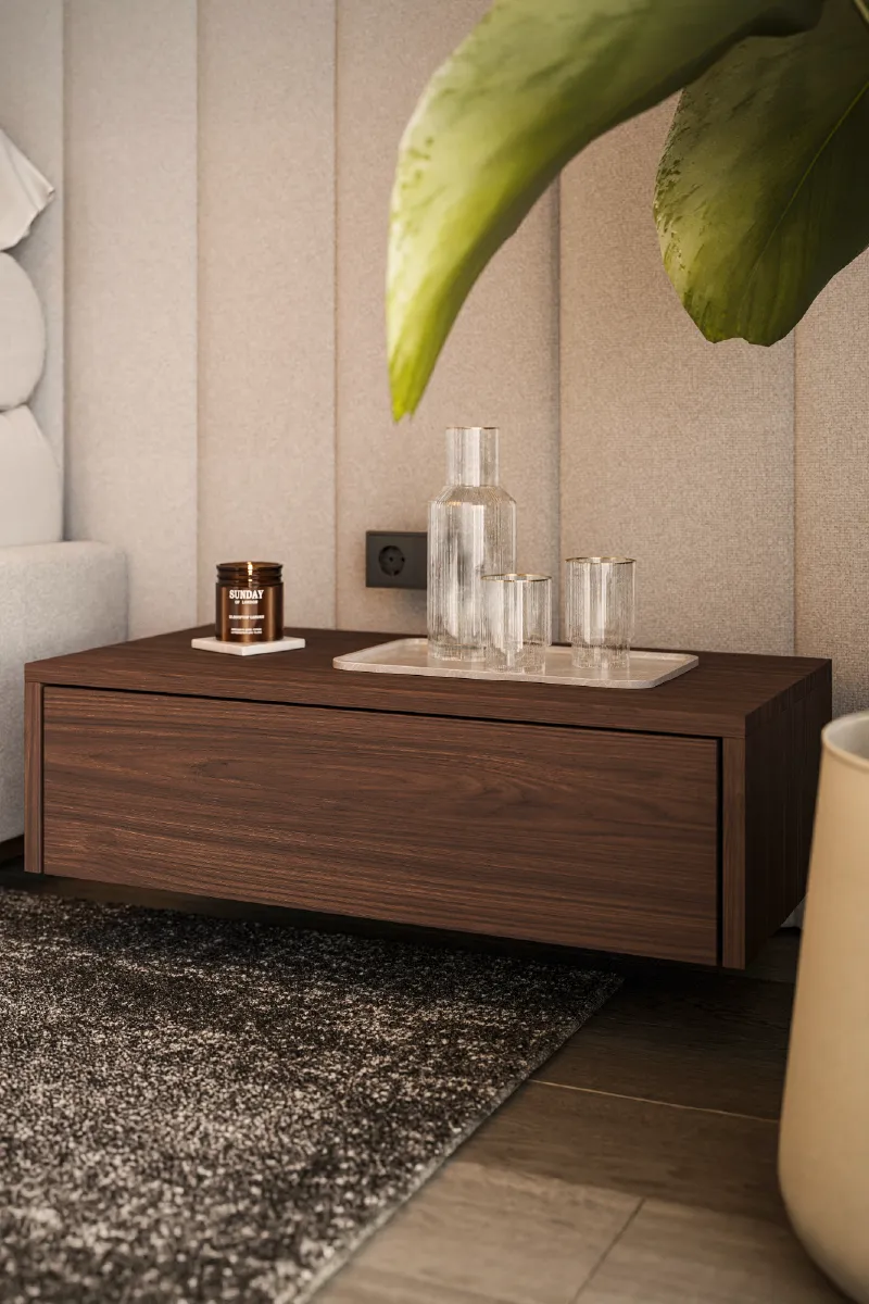 Zwevend nachtkastje aan het hoofdpaneel Formosa