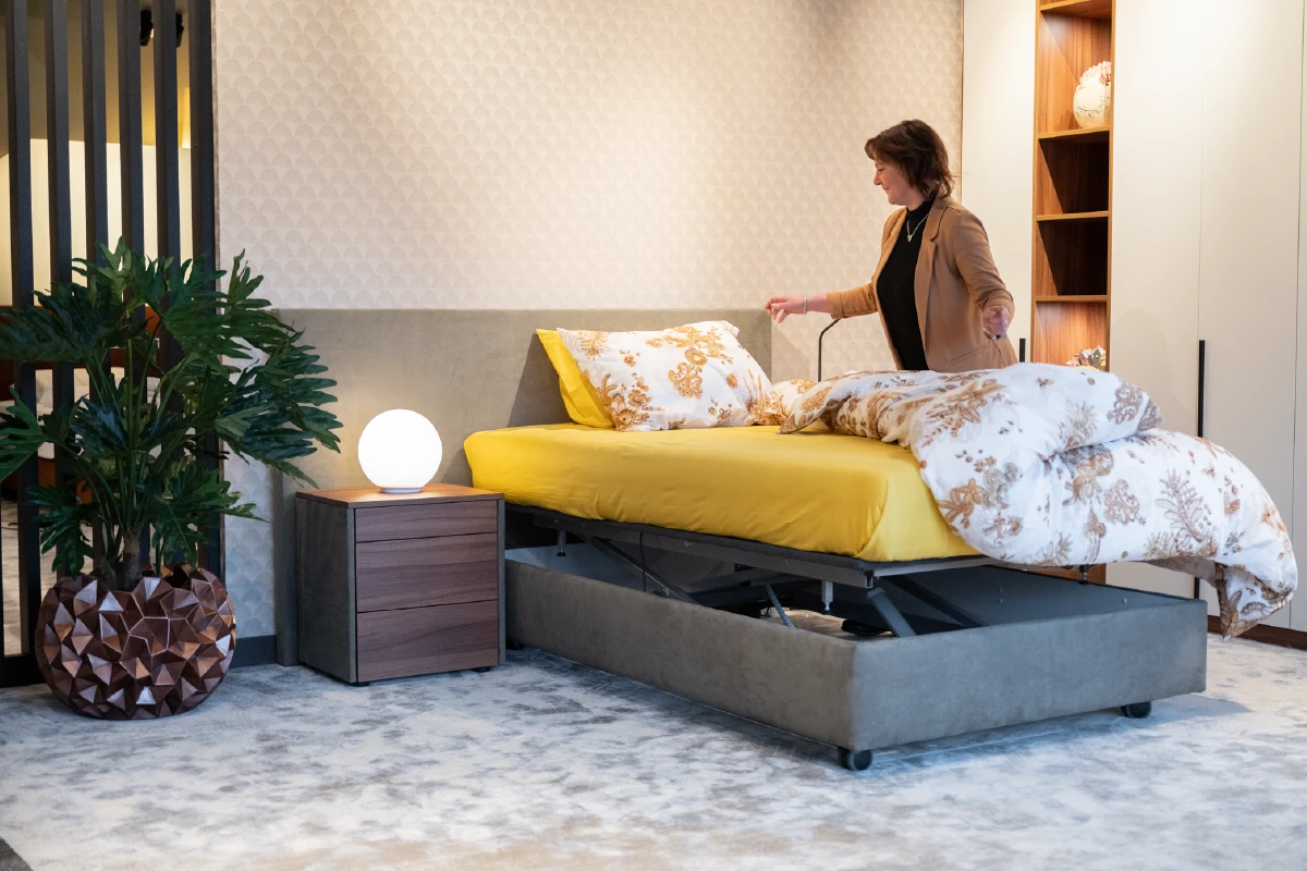 Hoog-laag bed 120 cm breed op werkhoogte