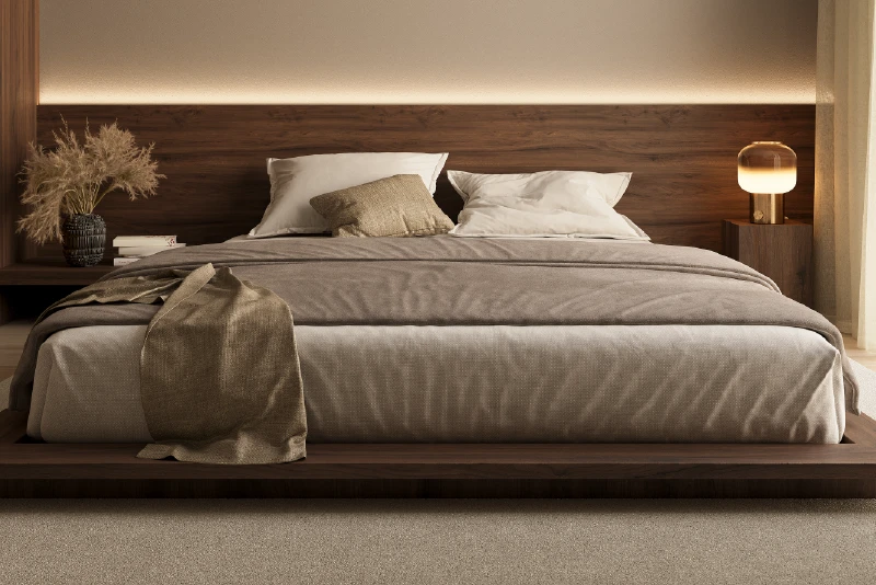 Laag houten design bed
