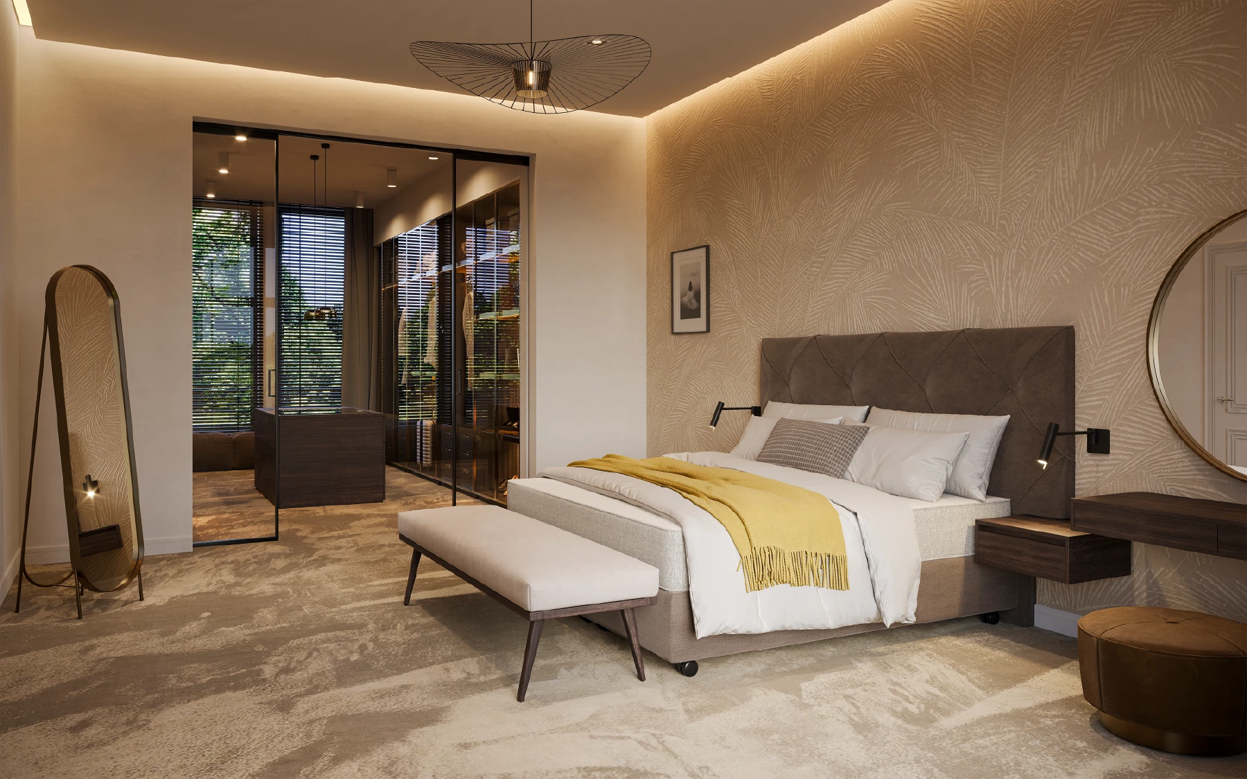 Luxe slaapkamer met inloopkast