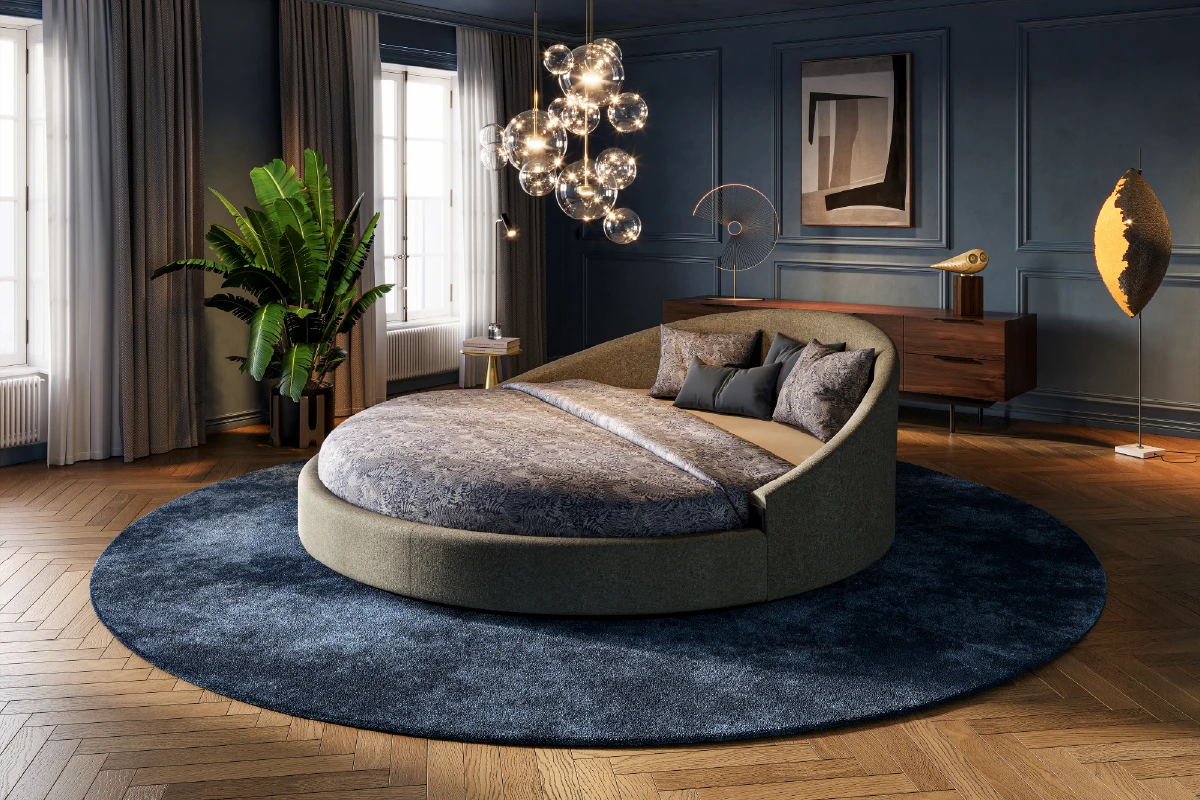 Rond bed Pampus gecombineerd met bedset N°5