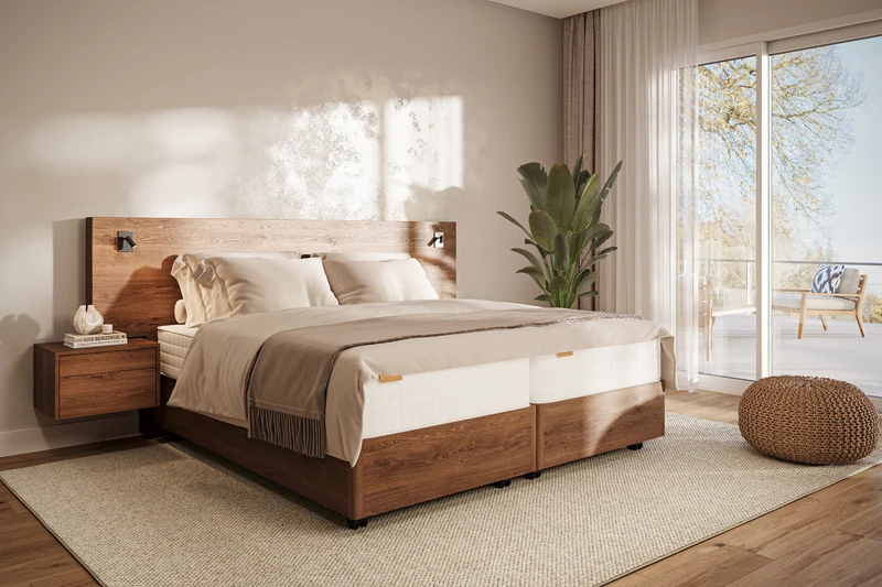 Houten seniorenbed — zijaanzicht