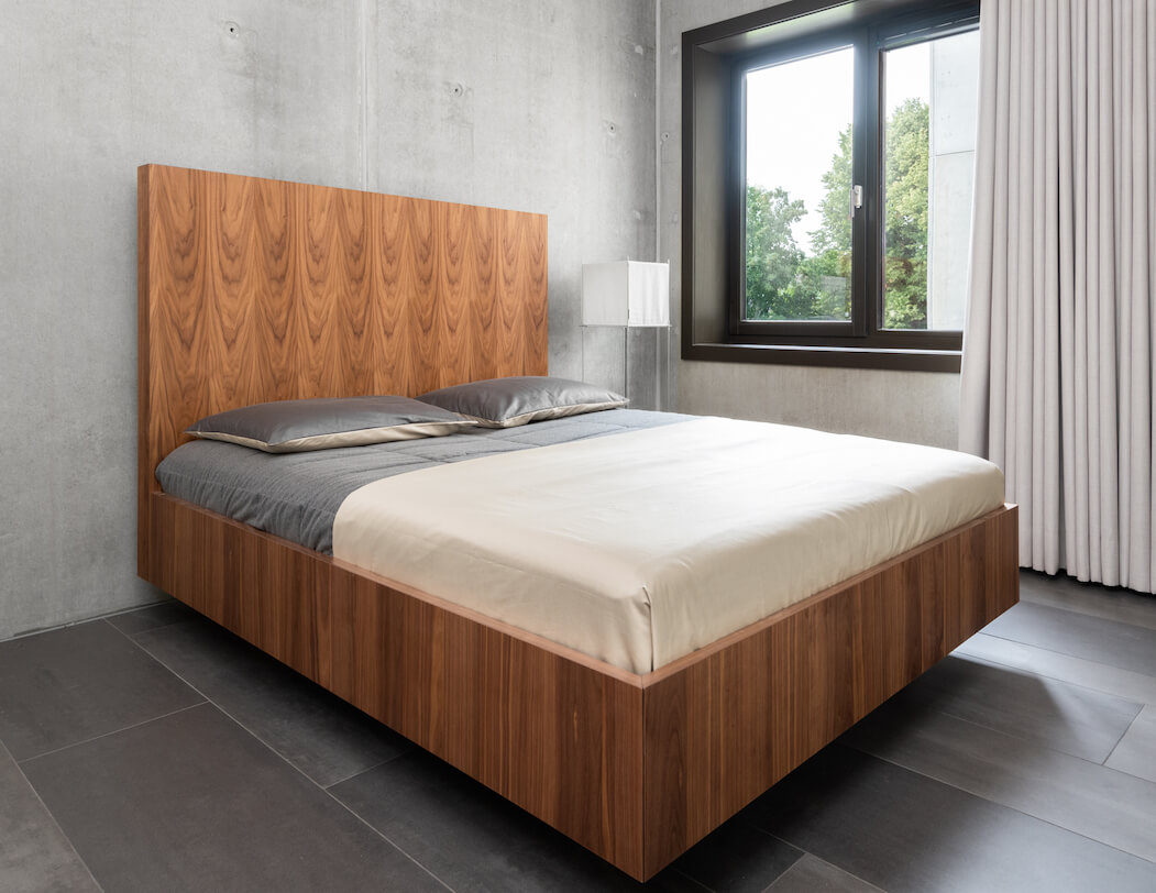 noten houten design bed