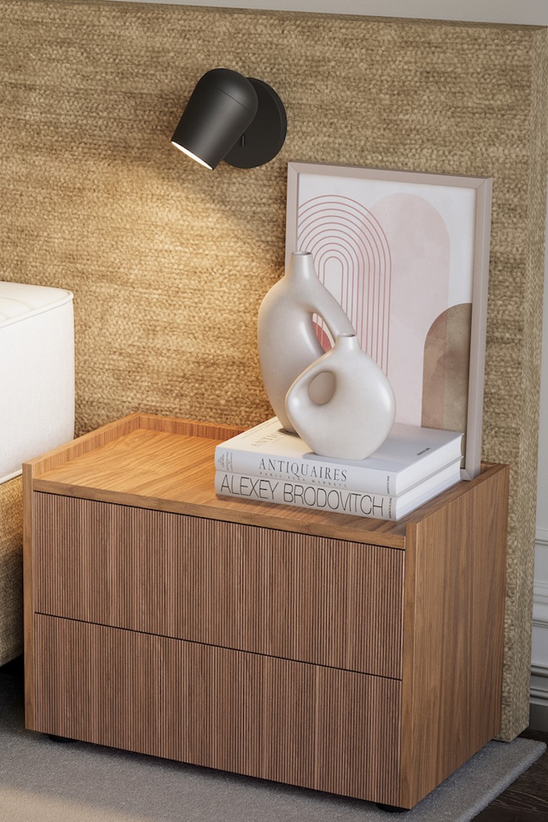 detail deelbaar bed Ferrara met nachtkastje